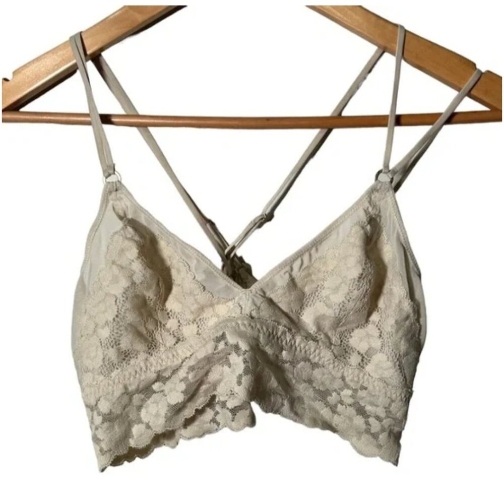 Aerie cream lace strappy bralette  M